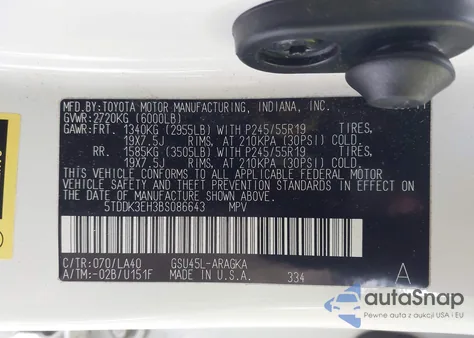 2011 Toyota Highlander Limited V6 z USA, uszkodzony, nr VIN 5TDDK3EH3BS086643